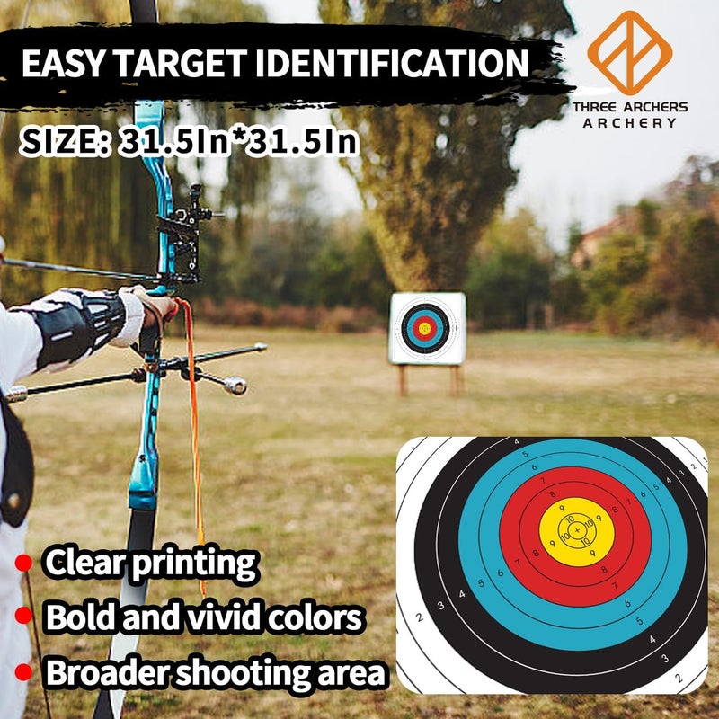 THREE ARCHERS 31.5x31.5In Archery Targets Paper for Backyard Upgrade 120g Thicker Paper 5pcs/15pcs Folded Packing Hunting & Archery Targeting (10 Rings) - Image 5
